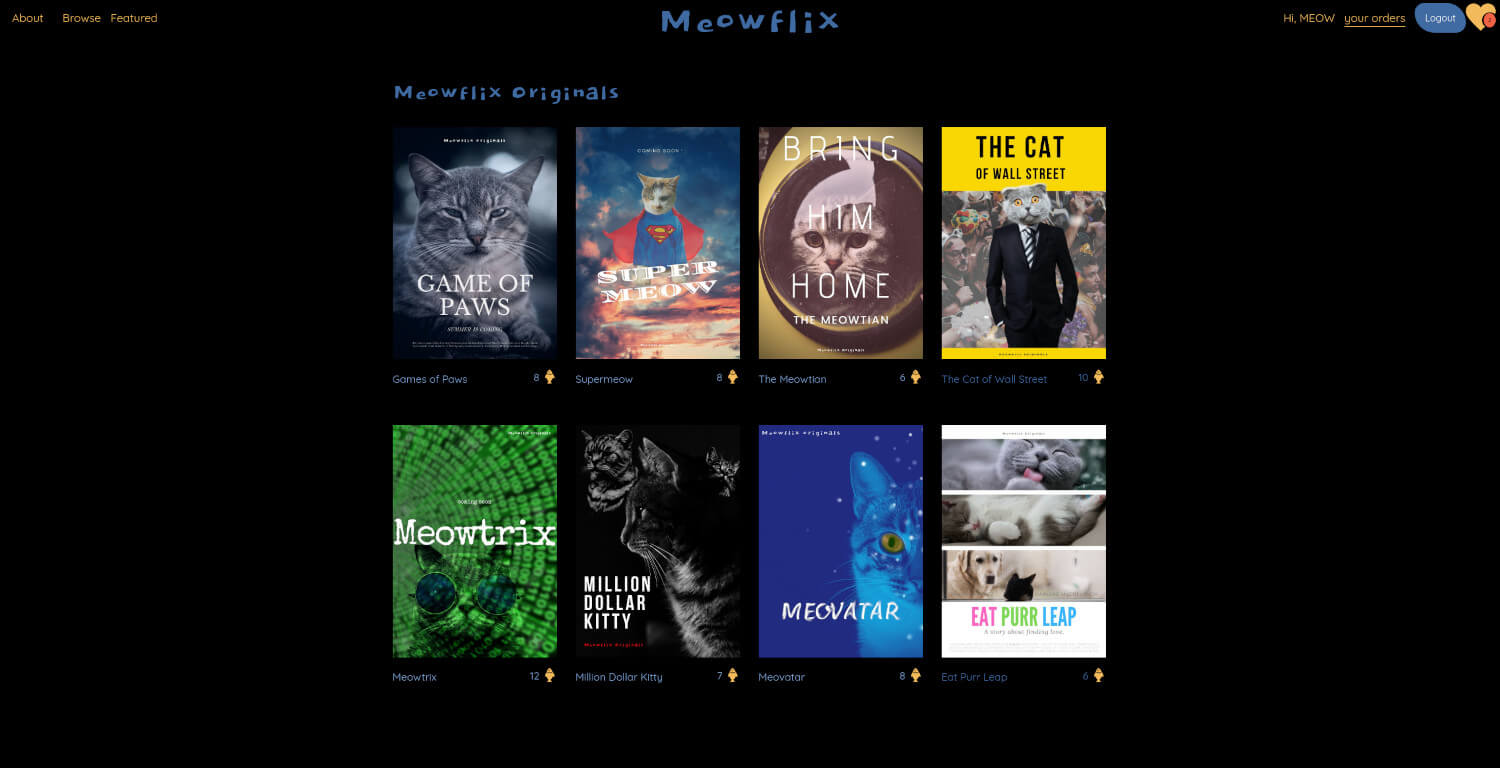 meowflix originals movie posters